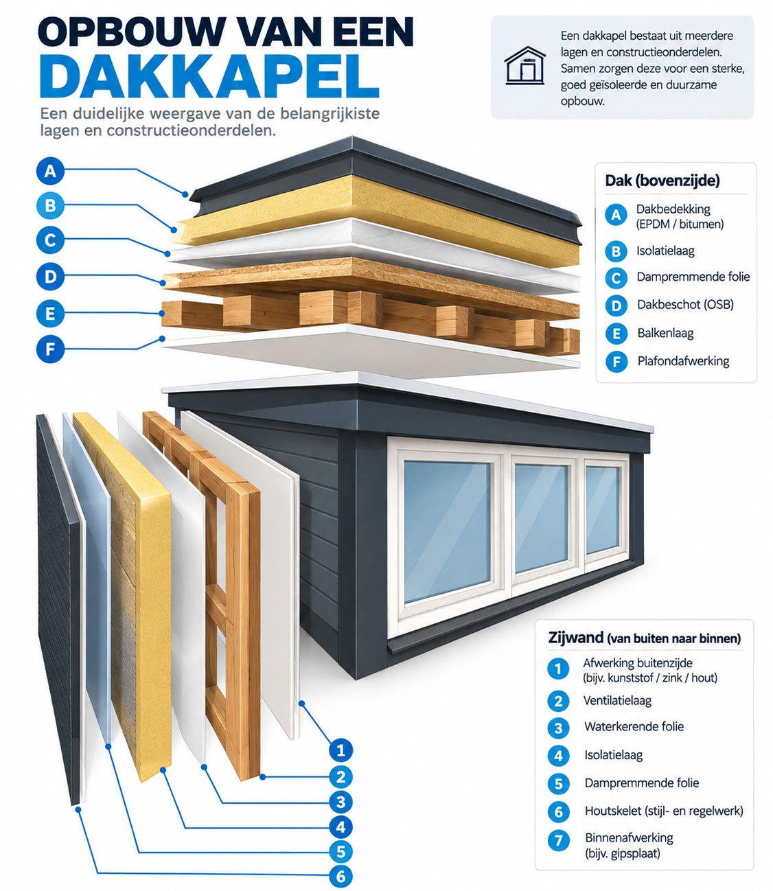 Uitleg van de opbouw van een dakkapel