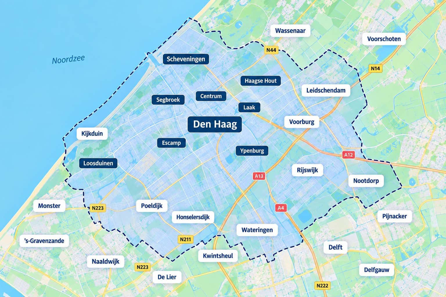 Werkgebied van de Constructeursdienst in Den Haag