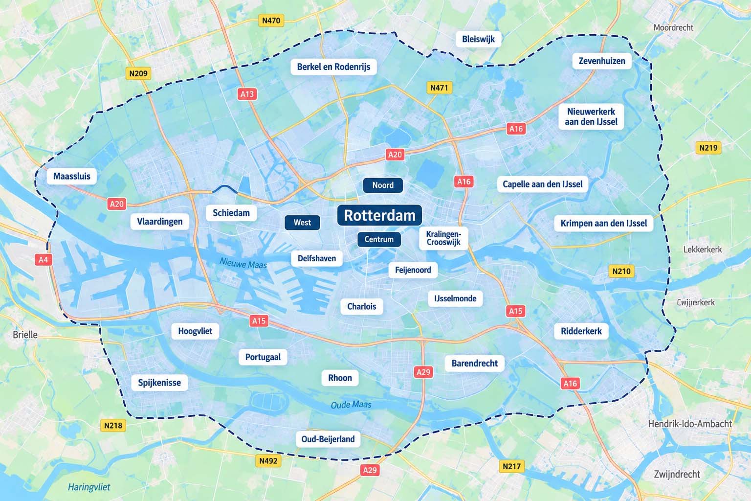 Werkgebied van de Constructeursdienst in Rotterdam